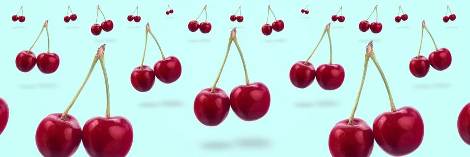 Red cherry panoramic background Stock Photos