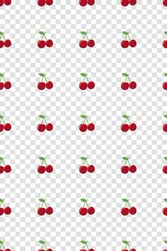 Red cherry pattern. Fresh fruit background. Seamless background. Vector ill.. Stock Illustration