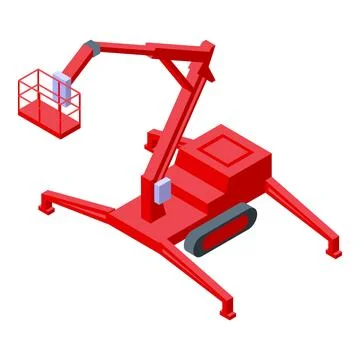 Red cherry picker is reaching high in the sky for maintenance Ilustração Stock