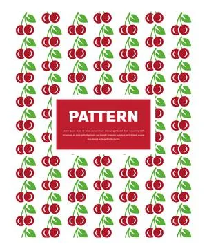 Red Cherry Seamless Pattern Background Template Stock Illustration