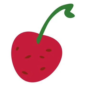 Red cherry with stem. Vector Stock Illustration