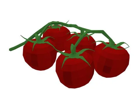 Red cherry tomatoes branch vector polygonal illustration. Drawing art Illustrazione stock