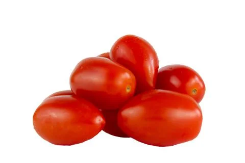 Red cherry tomatoes isolated on a white background. Stock Photos