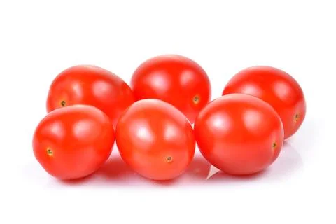 Red cherry tomatoes isolated on white background. Stock Photos
