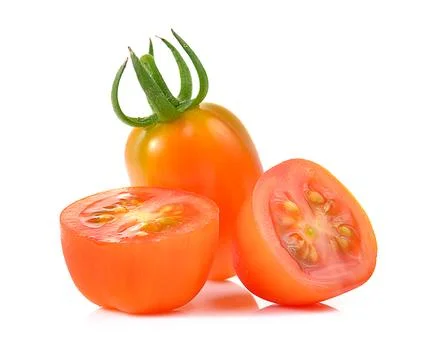 Red cherry tomatoes isolated on white background Stock Photos