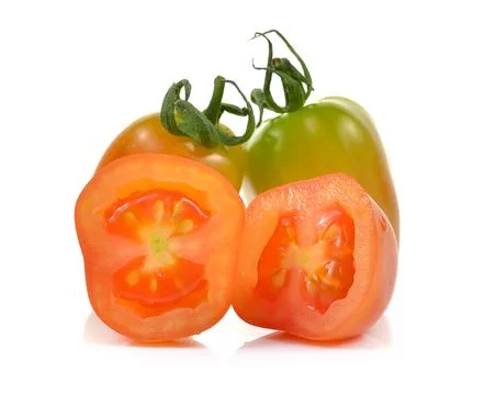 Red cherry tomatoes isolated on white background Stock Photos