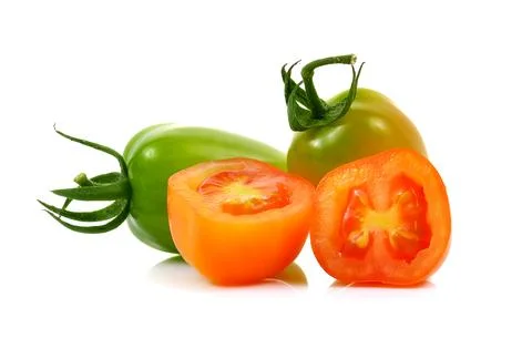 Red cherry tomatoes isolated on white background Stock Photos