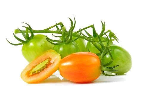 Red cherry tomatoes isolated on white background Stock Photos