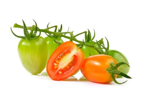 Red cherry tomatoes isolated on white background Stock Photos