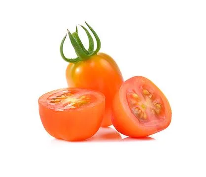 Red cherry tomatoes isolated on white background Stock Photos