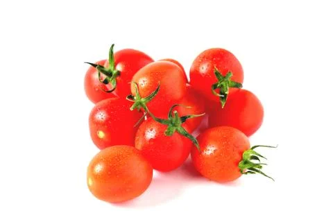 Red cherry tomatoes with water drops Stock Photos
