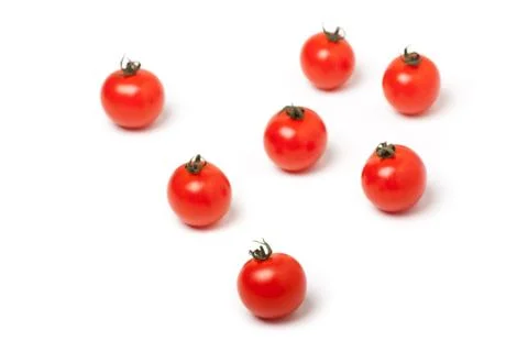Red Cherry Tomatoes on White Background Stock Photos