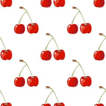Red cherry vector seamless background Illustrazione stock