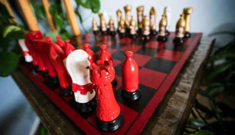 RED CHESS BOARD Stock Photos