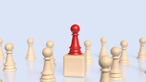 The Red chess for Leader concept 3d Rendering. Stock Illustration