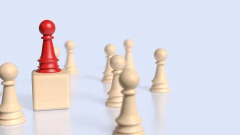 The Red chess for Leader concept 3d Rendering. Stock Illustration