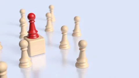 The Red chess for Leader concept 3d Rendering. Stock Illustration