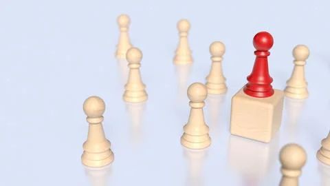 The Red chess for Leader concept 3d Rendering. Stock Illustration