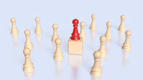 The Red chess for Leader concept 3d Rendering. Stock Illustration