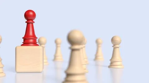 The Red chess for Leader concept 3d Rendering. Stock Illustration