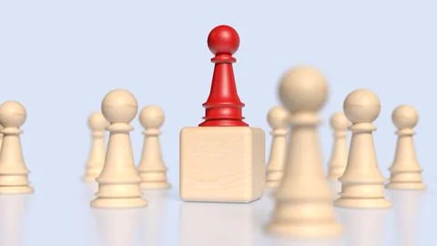 The Red chess for Leader concept 3d Rendering. Stock Illustration