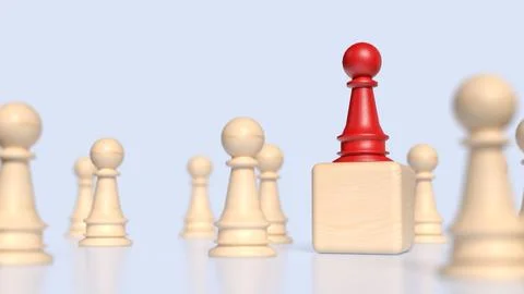 The Red chess for Leader concept 3d Rendering. Stock Illustration