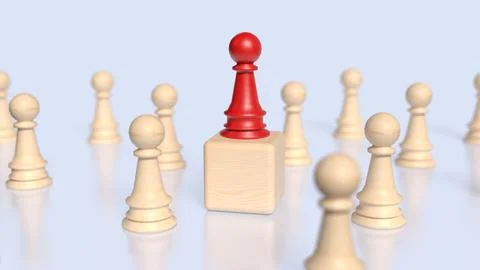 The Red chess for Leader concept 3d Rendering. Stock Illustration