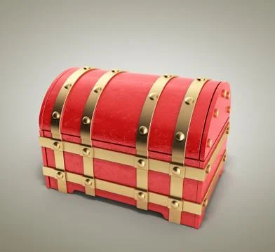 Red chest empty 3d render on gradient background Illustrazione stock