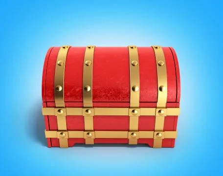 Red chest empty 3d render on gradient background イラスト素材