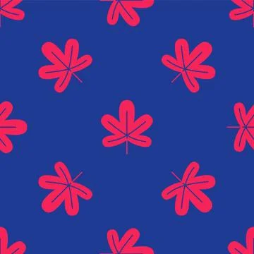Red Chestnut leaf icon isolated seamless pattern on blue background. Vector 스톡 일러스트