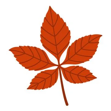 Red Chestnut Leaf Isolated Vector Element Flat Style Graphic Stock Illustration