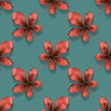 Red chestnut leaves seamless background Stock Illustration