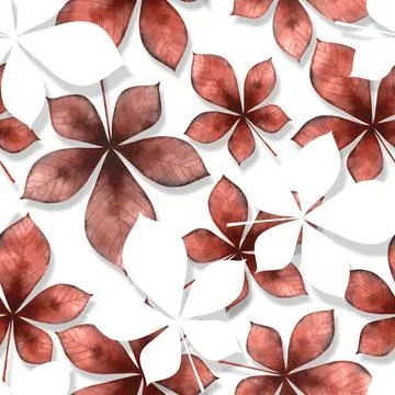 Red chestnut leaves seamless background. Autumn pattern Illustrazione stock