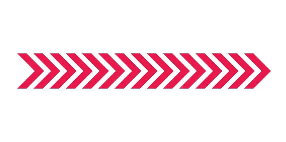 Red Chevron Arrow Pattern Horizontal Graphic Showing Direction and Movement.. Stock Illustration