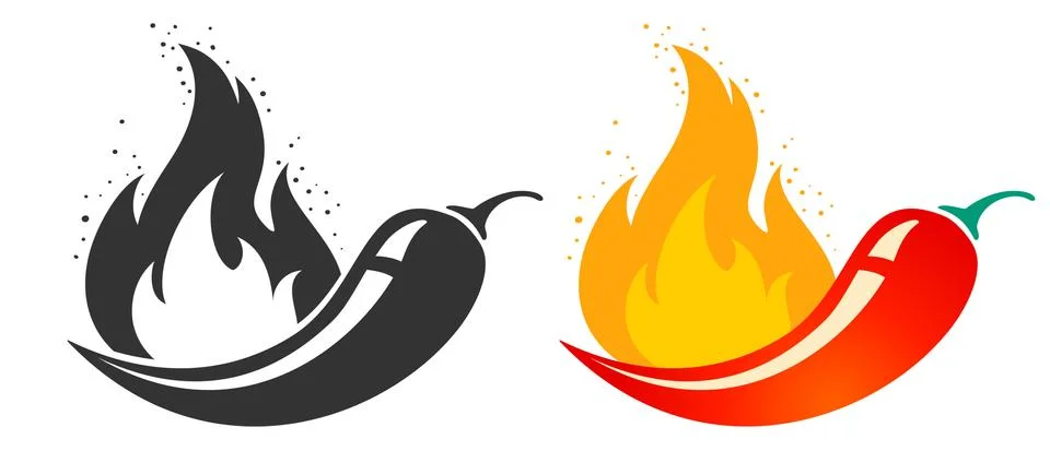 Red chili with flame Stock Illustration
