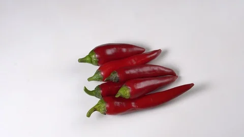 Red chili or chilli cayenne pepper isolated on white background cutout Stock Footage 125571950