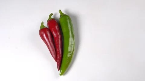 Red chili or chilli cayenne pepper isolated on white background cutout Stock Footage 125572617