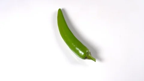 Red chili or chilli cayenne pepper isolated on white background cutout Stock Footage 125572881