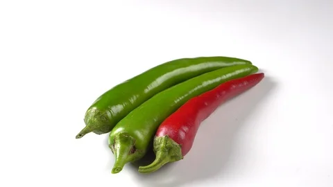 Red chili or chilli cayenne pepper isolated on white background cutout Stock Footage 125573584
