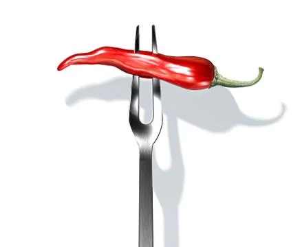 Red chili pepper on fork. Stock Illustration