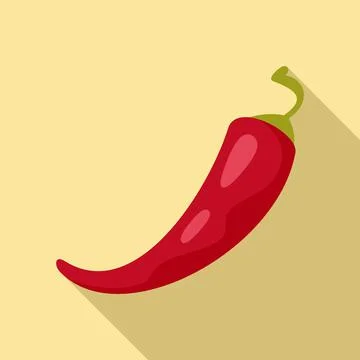 Red chili pepper icon, flat style Stock Illustration