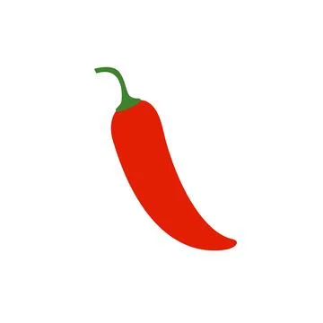 Red chili pepper icon. Flat vector illustration isolated on white background. Stock Illustration