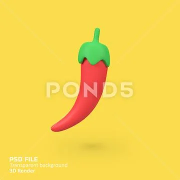 Red chili pepper isolated 3d render icon illustration PSD Template