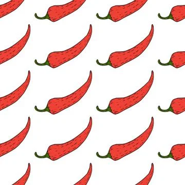 Red chili pepper pattern isolated on white background Stock Illustration
