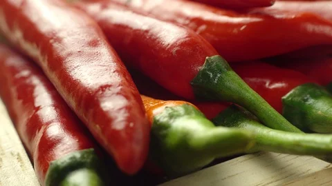 Red chili pepper. Red pepper harvest, closeup, 4K Stock Footage 100212005