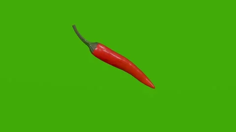 Red chili pepper rotates on the green screen Stock Footage 279080342