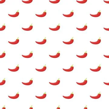 Red chili pepper seamless pattern hot food background Stock Illustration
