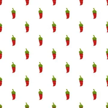 Red chili pepper seamless pattern on white background Stock Illustration
