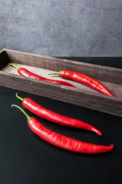 Red chili pepper on table Stock Photos