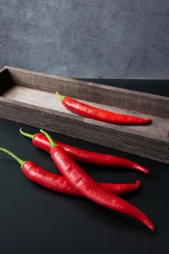 Red chili pepper on table Stock Photos